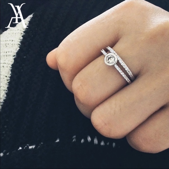 Dainty silver and crystal ring set - Picture 3 of 5